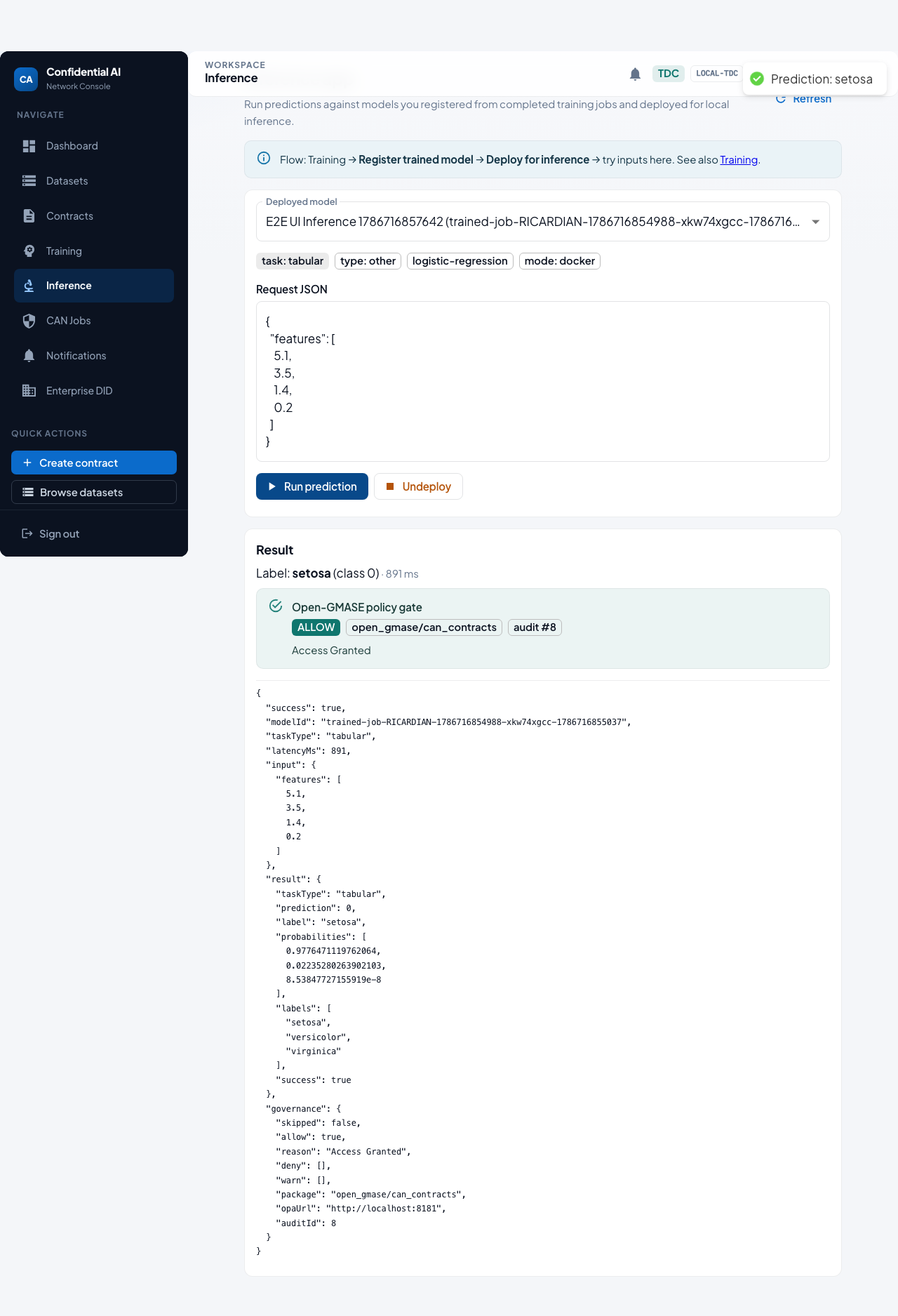 Open-GMASE ALLOW on prediction