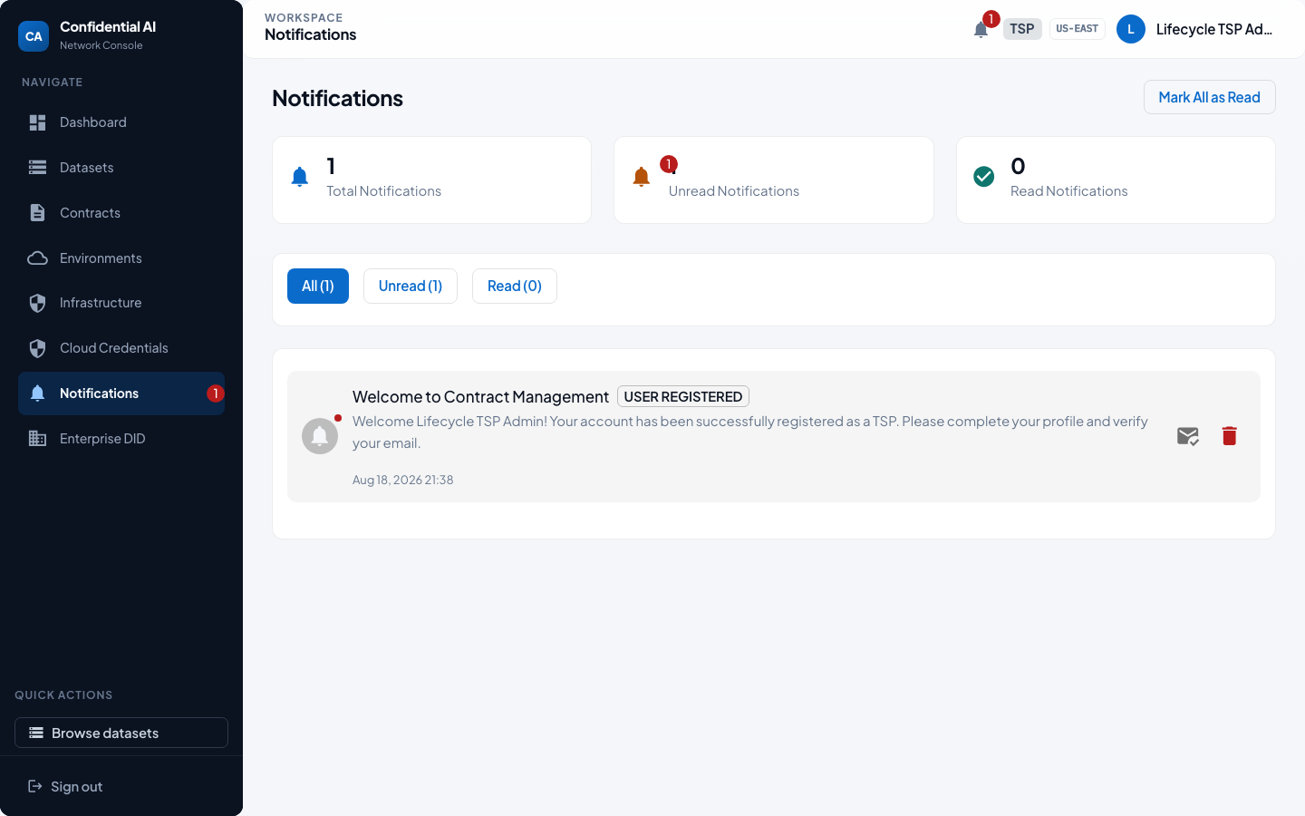 Tech Service Provider notifications