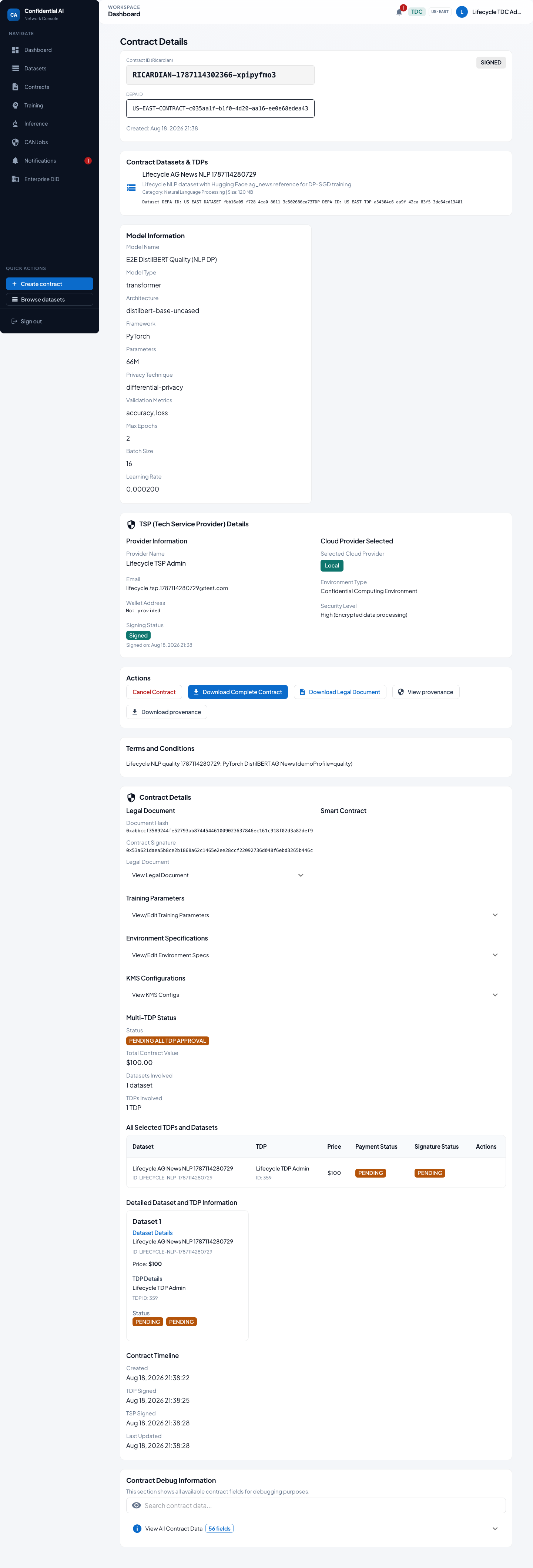 Signed contract view for Training Data Consumer