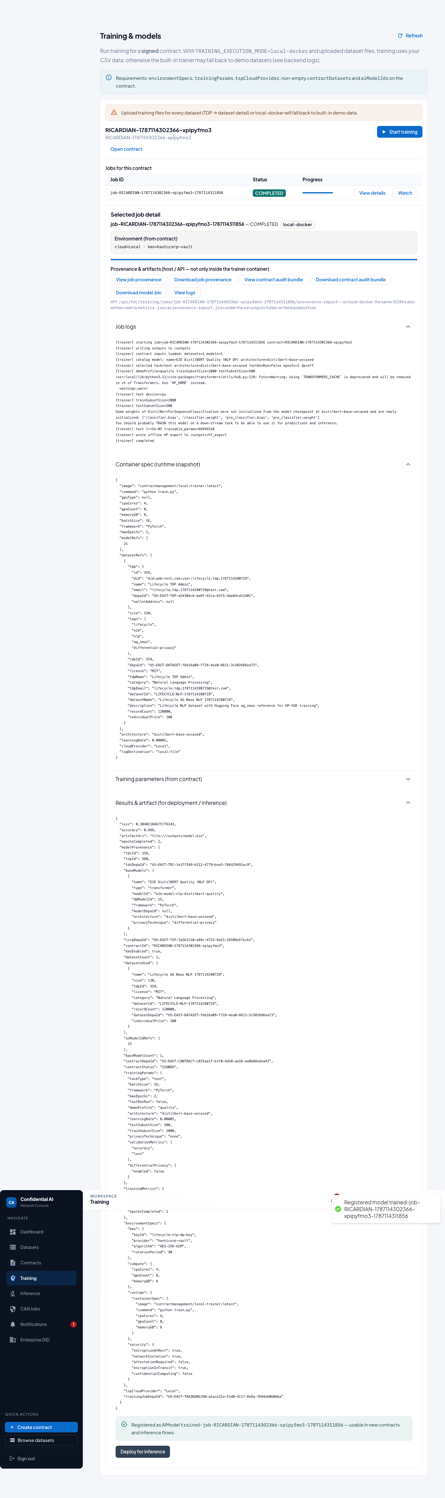 Deploy model for inference
